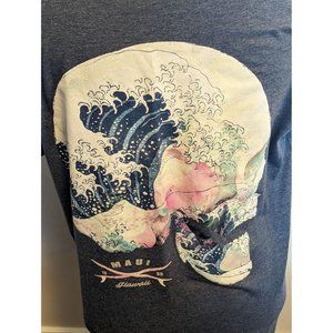 Maui t-shirt tee shirt Skull Waves Water Ocean Surfboards Great Wave